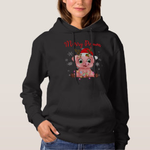 Cute Reindeer Gris i Santa's Hat Merry Pigmas Chri T Shirt