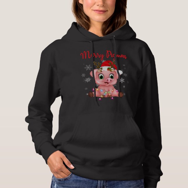 Cute Reindeer Gris i Santa's Hat Merry Pigmas Chri T Shirt (Framsida)