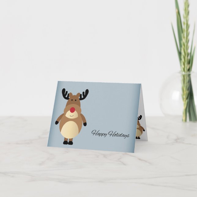 Cute Reindeer-Helgdag Card Helgkort (Framsida)