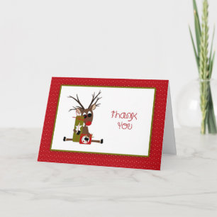 Cute Reindeer Helgdag Gift-Tack Helgkort