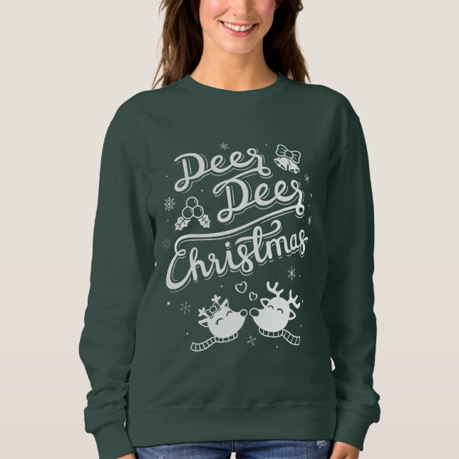 Cute Reindeer Hjort jul Typography Pun Tee (Framsida)