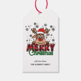 Cute Reindeer i Santa Hat | GOD JUL Presentetikett