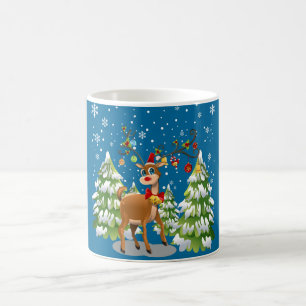 Cute Reindeer i Snö Kaffemugg
