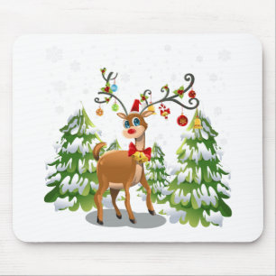 Cute Reindeer i Snö Musmatta
