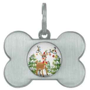 Cute Reindeer i Snö Namnbricka Husdjur