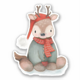 Cute Reindeer Illustration-jul Klistermärken