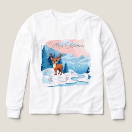 Cute reindeer in a snowy landscape t shirt
