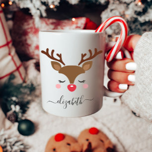 Cute Reindeer-jul Kaffemugg