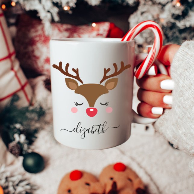 Cute Reindeer-jul Kaffemugg (Skapare uppladdad)