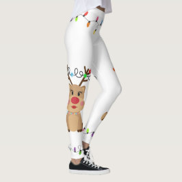 Cute Reindeer jul Ljus Leggings