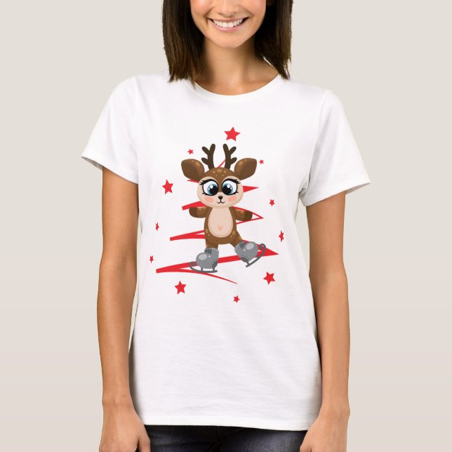 Cute Reindeer-jul T Shirt (Framsida)