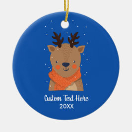 Cute Reindeer Julgran Anpassningsbar Text Helgdag Julgransprydnad Keramik