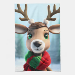 Cute Reindeer Kökshandduk
