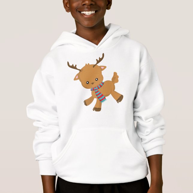 Cute Reindeer, Little Reindeer, Antlers, Scarf T Shirt (Framsida)
