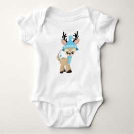 Cute Reindeer, Little Reindeer, Blue Hat, Scarf T Shirt