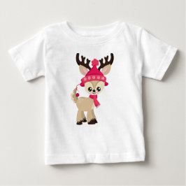 Cute Reindeer, Little Reindeer, Red Hat, Scarf T Shirt