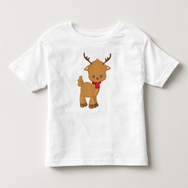 Cute Reindeer, Little Reindeer, Scarf, Antlers T Shirt (Framsida)
