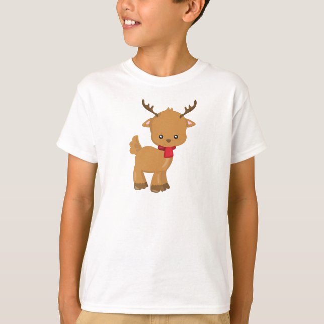 Cute Reindeer, Little Reindeer, Scarf, Antlers T Shirt (Framsida)