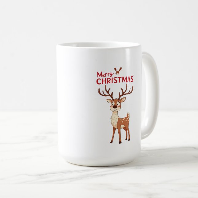 Cute Reindeer Mascot With 'I Love Christmas' Text Kaffemugg (Framsida höger)