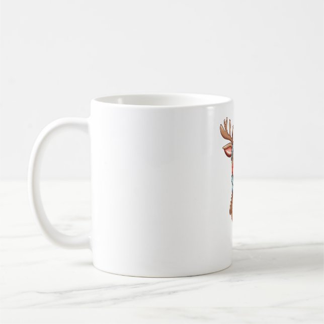 Cute Reindeer med Scarf-jul Kaffemugg (Vänster)