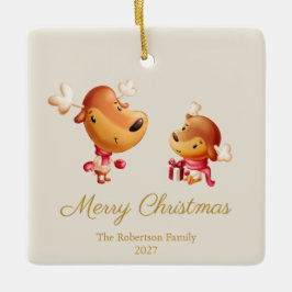 Cute Reindeer Merry Christmas Ornament