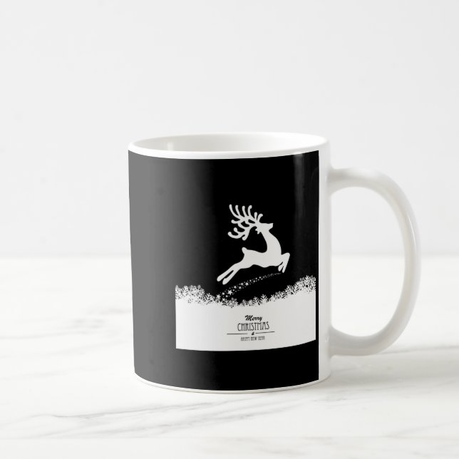 Cute Reindeer Merry Xmas Merry Christmas Happy New Kaffemugg (Höger)