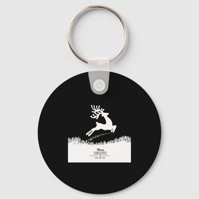 Cute Reindeer Merry Xmas Merry Christmas Happy New Nyckelring (Framsida)