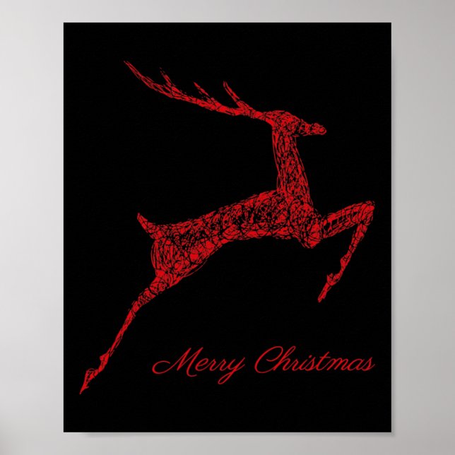 Cute Reindeer Merry Xmas Merry Christmas Happy New Poster (Framsidan)