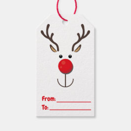 Cute Reindeer, minimalist Ansikte White Presentetikett