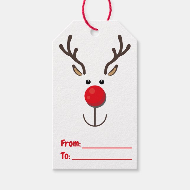 Cute Reindeer, minimalist Ansikte White Presentetikett (Framsidan)