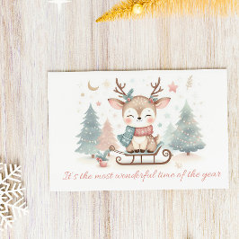 Cute Reindeer “Most Wonderful Time of the Year” Helg Vykort