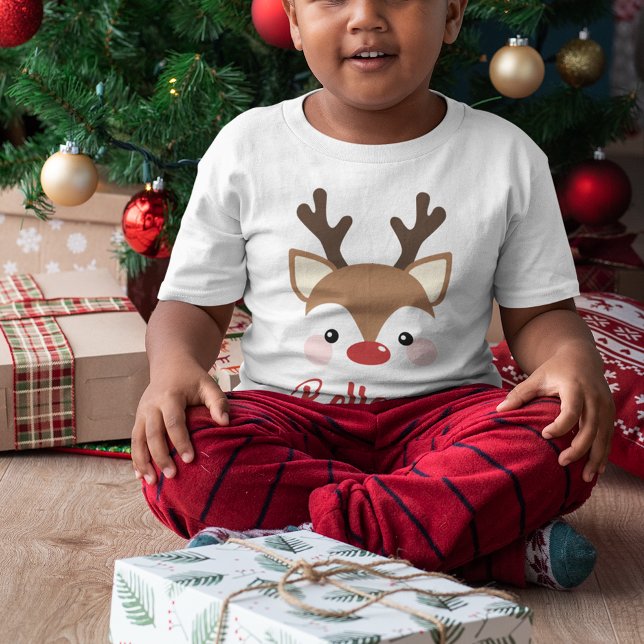 Cute Reindeer Namn i Red jul T Shirt (Skapare uppladdad)