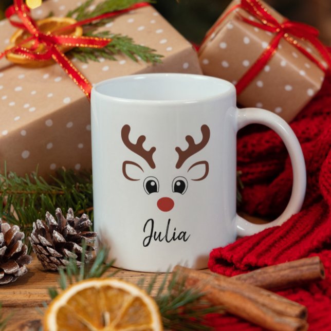 Cute Reindeer Namn jul Mugg (Skapare uppladdad)