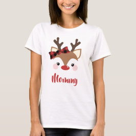 Cute Reindeer Namn Mamma i Röd jul T Shirt