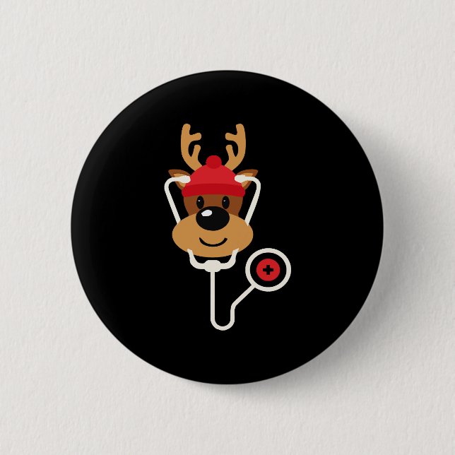 Cute Reindeer Nurse-jul Knapp (Framsida)