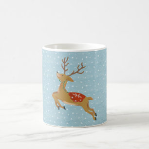 Cute Reindeer och Snowfalls-jul Kaffemugg