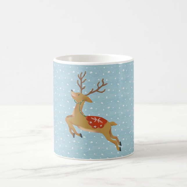 Cute Reindeer och Snowfalls-jul Kaffemugg (Center)