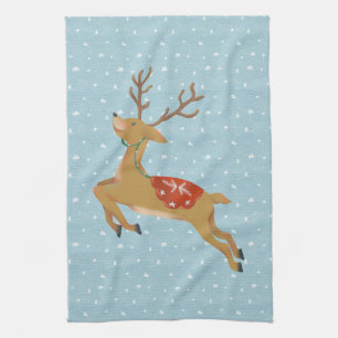 Cute Reindeer och Snowfalls Kökshandduk