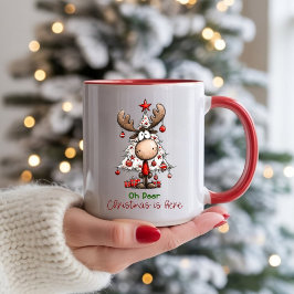Cute Reindeer “Oh Deer, Christmas Is Here” Mugg