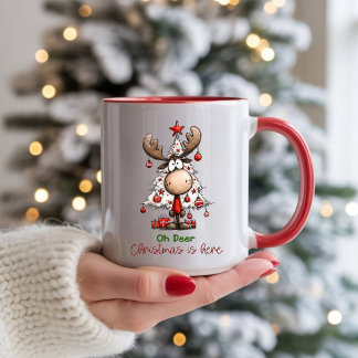 Cute Reindeer “Oh Deer, Christmas Is Here” Mugg