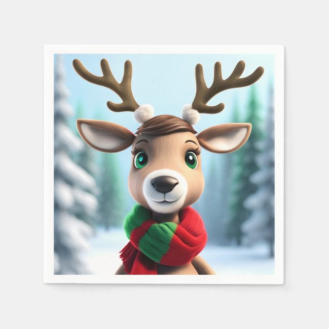 Cute Reindeer Pappersservett (Framsidan)