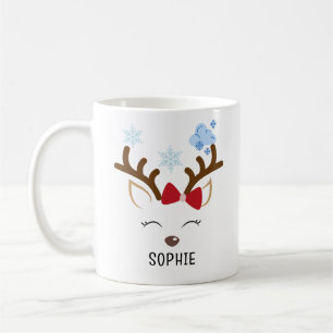 Cute Reindeer Personlig Namn jul Kaffemugg