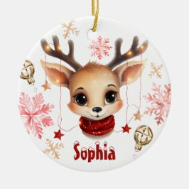 Cute Reindeer Personlig Träd Ornament