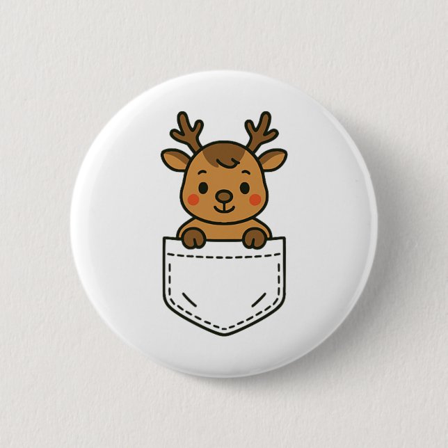 Cute Reindeer Pocket Pal Funny Santa's Reindeer Ch Knapp (Framsida)