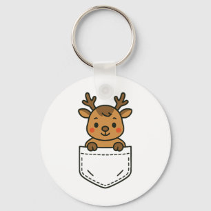 Cute Reindeer Pocket Pal Funny Santa's Reindeer Ch Nyckelring