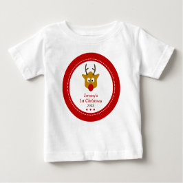 Cute Reindeer Red Babys första jul T Shirt