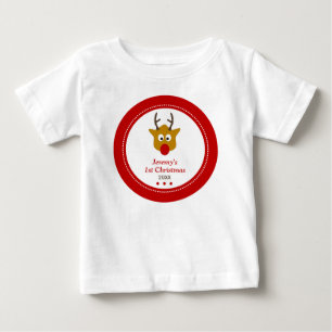 Cute Reindeer Red Babys första jul T Shirt