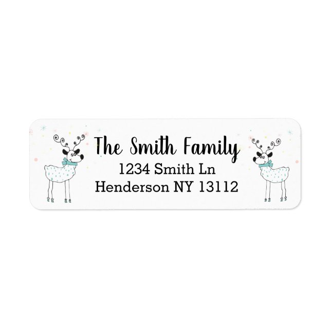 Cute Reindeer Returadress Etikett (Framsidan)