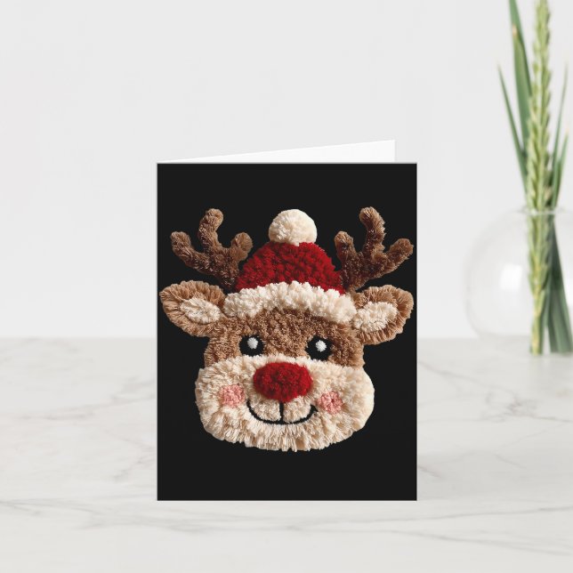 Cute Reindeer Rudolph Crochet Xmas Pajamas Holiday Kort (Framsida)