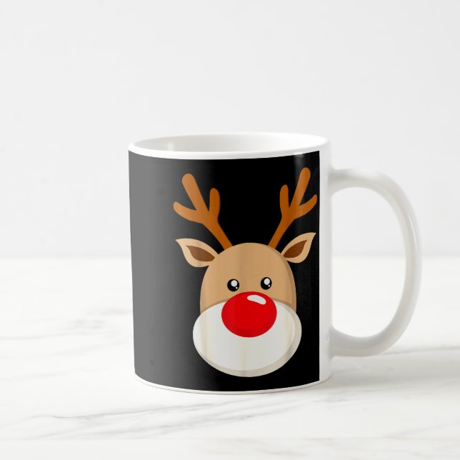 Cute Reindeer Rudolph Red Nose Christmas Antlers  Kaffemugg (Höger)